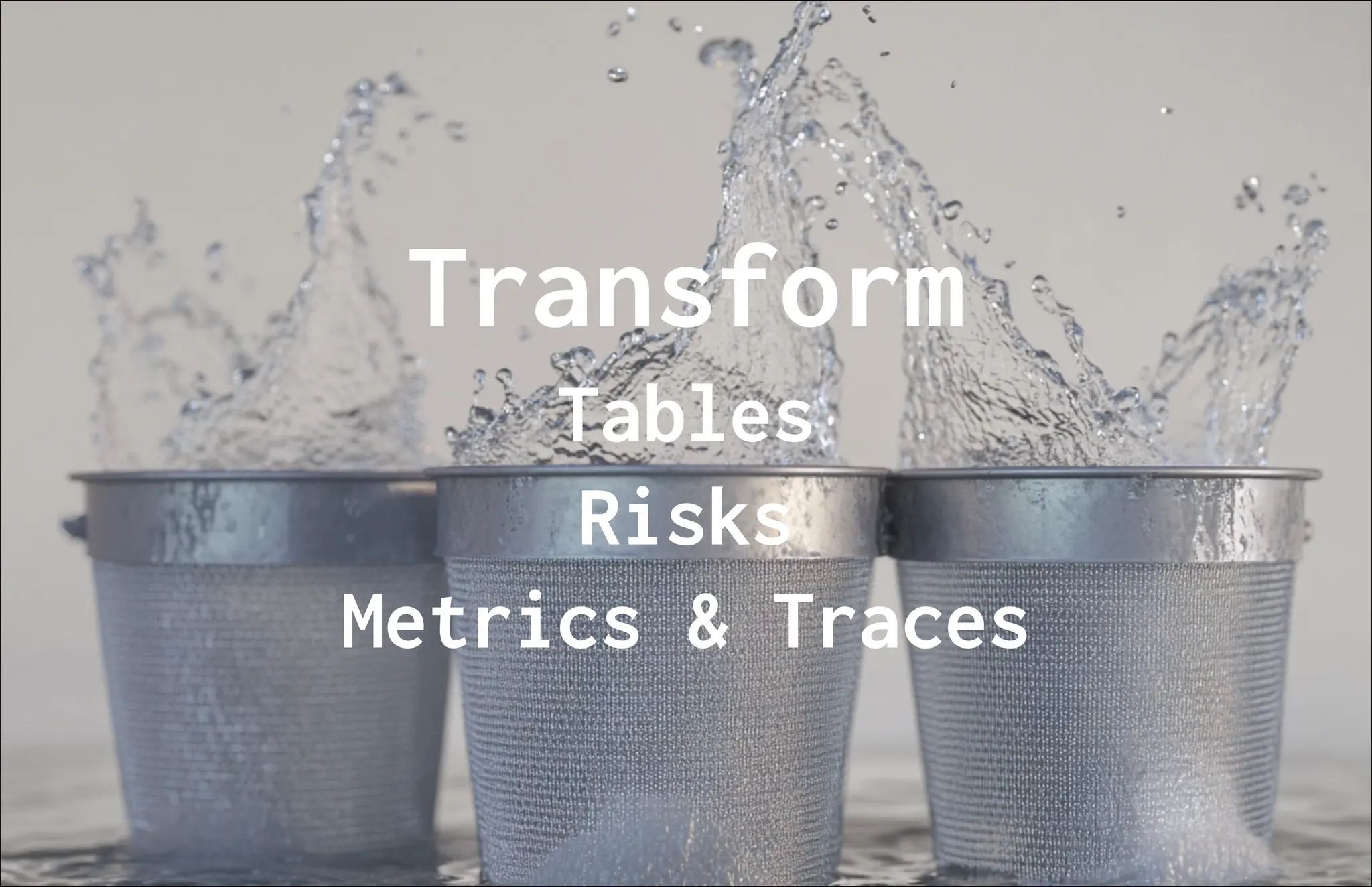 Transform
Tables
Risks
Metrics & Traces
 