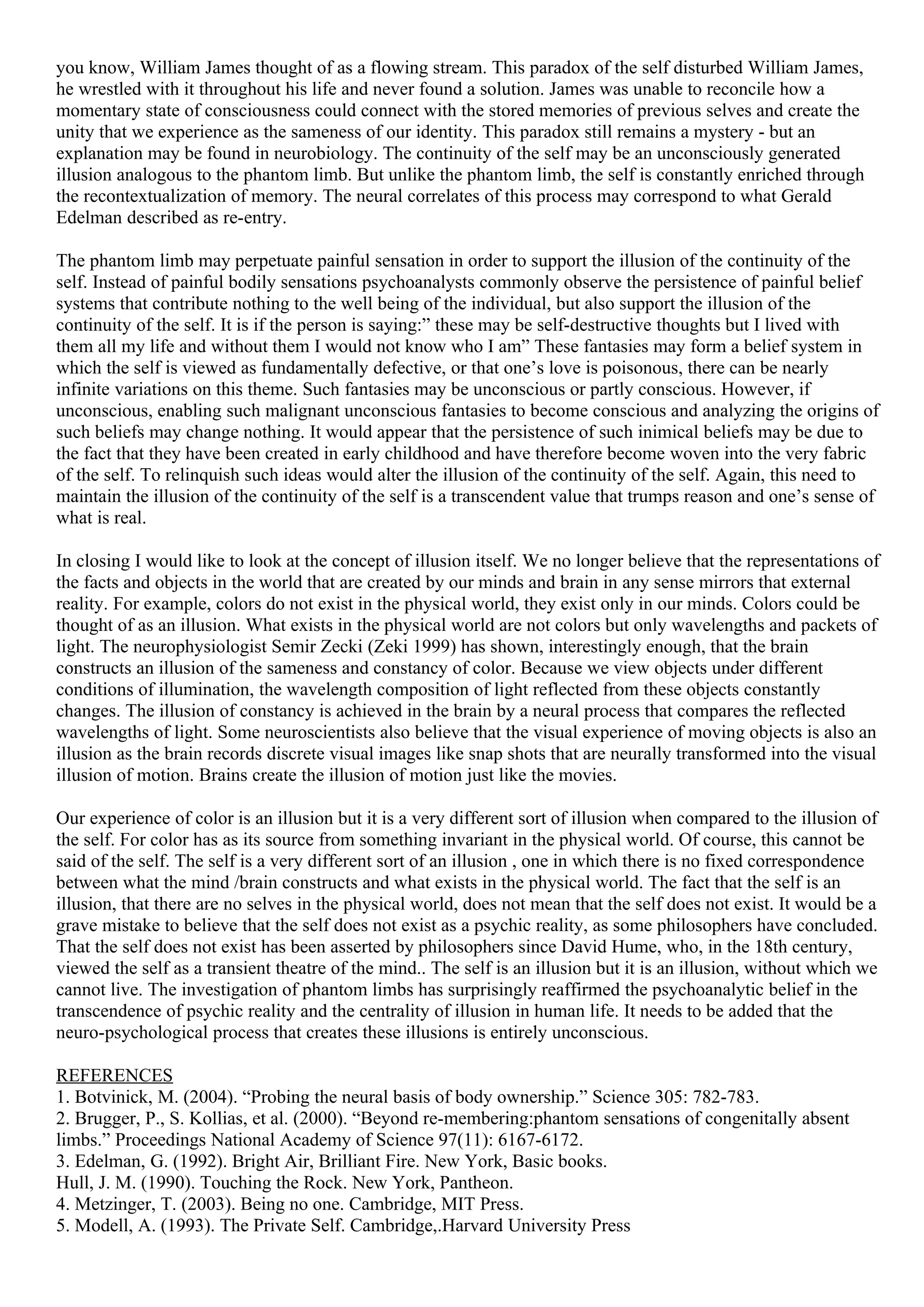 The sense of agency and the illusion of the self | DOC