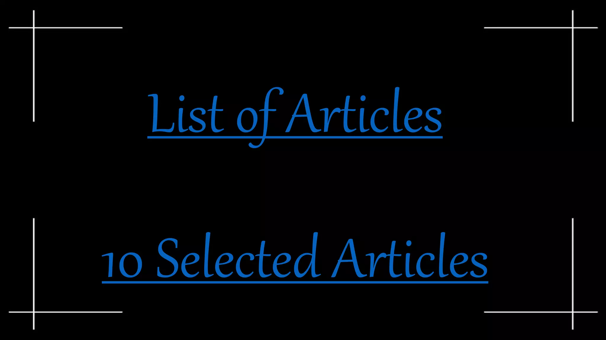 List of Articles
10 Selected Articles
 
