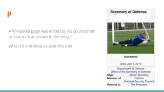 P
A Wikipedia page was edited by X's countrymen
to feature X,as shown in the image
Who is X and what caused this edit
 