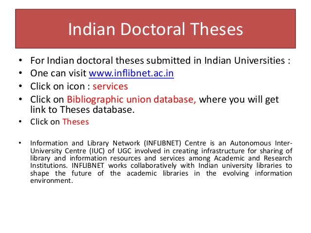 thesis database india