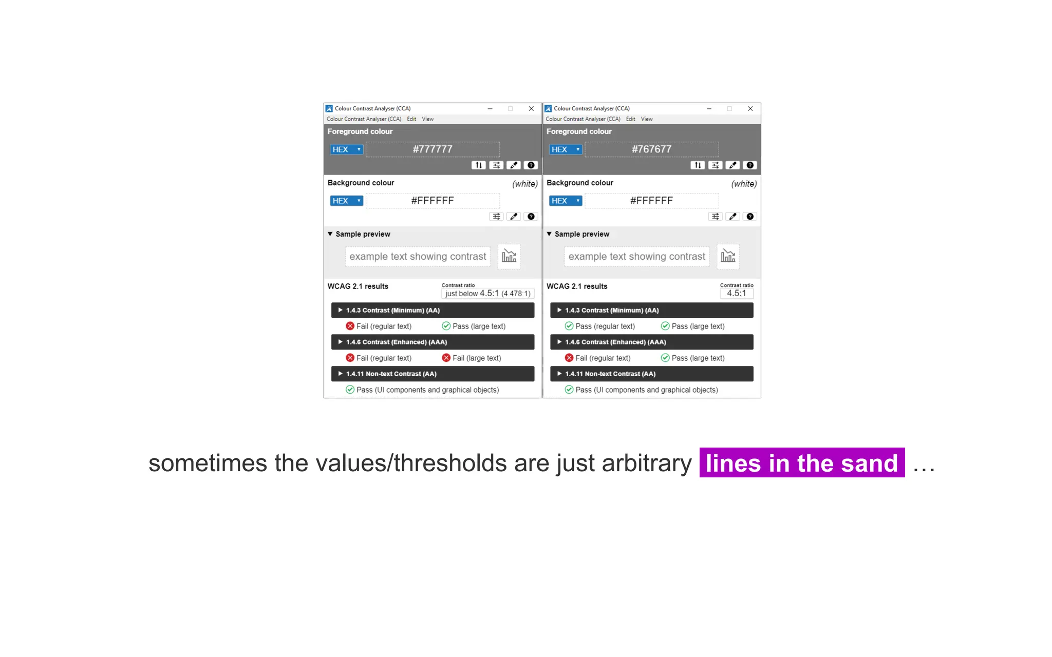 sometimes the values/thresholds are just arbitrary lines in the sand …
 