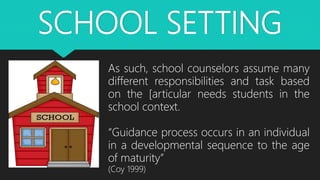 The setting, processes, methods, and tools in counseling | PPTX