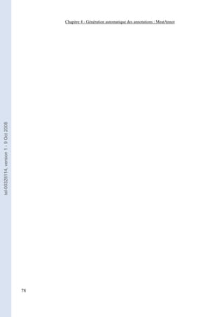 Chapitre 4 - Génération automatique des annotations : MeatAnnot
tel-00328114, version 1 - 9 Oct 2008




                                       78
 