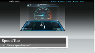 Speed Test
http://www.speedtest.net/
 