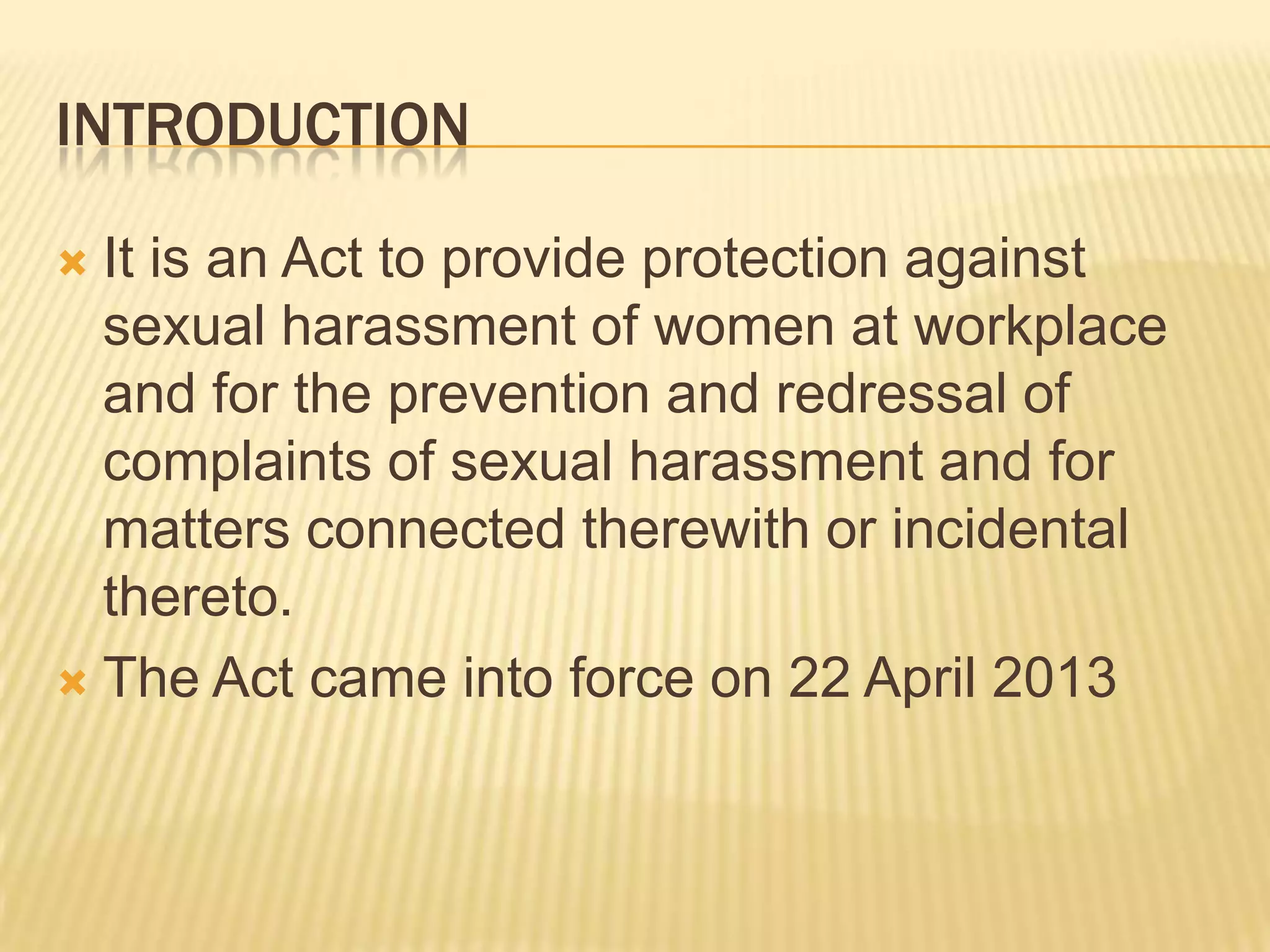 The sexual harassment of women at workplace | PPT