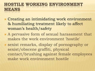 The sexual harassment of women at workplace