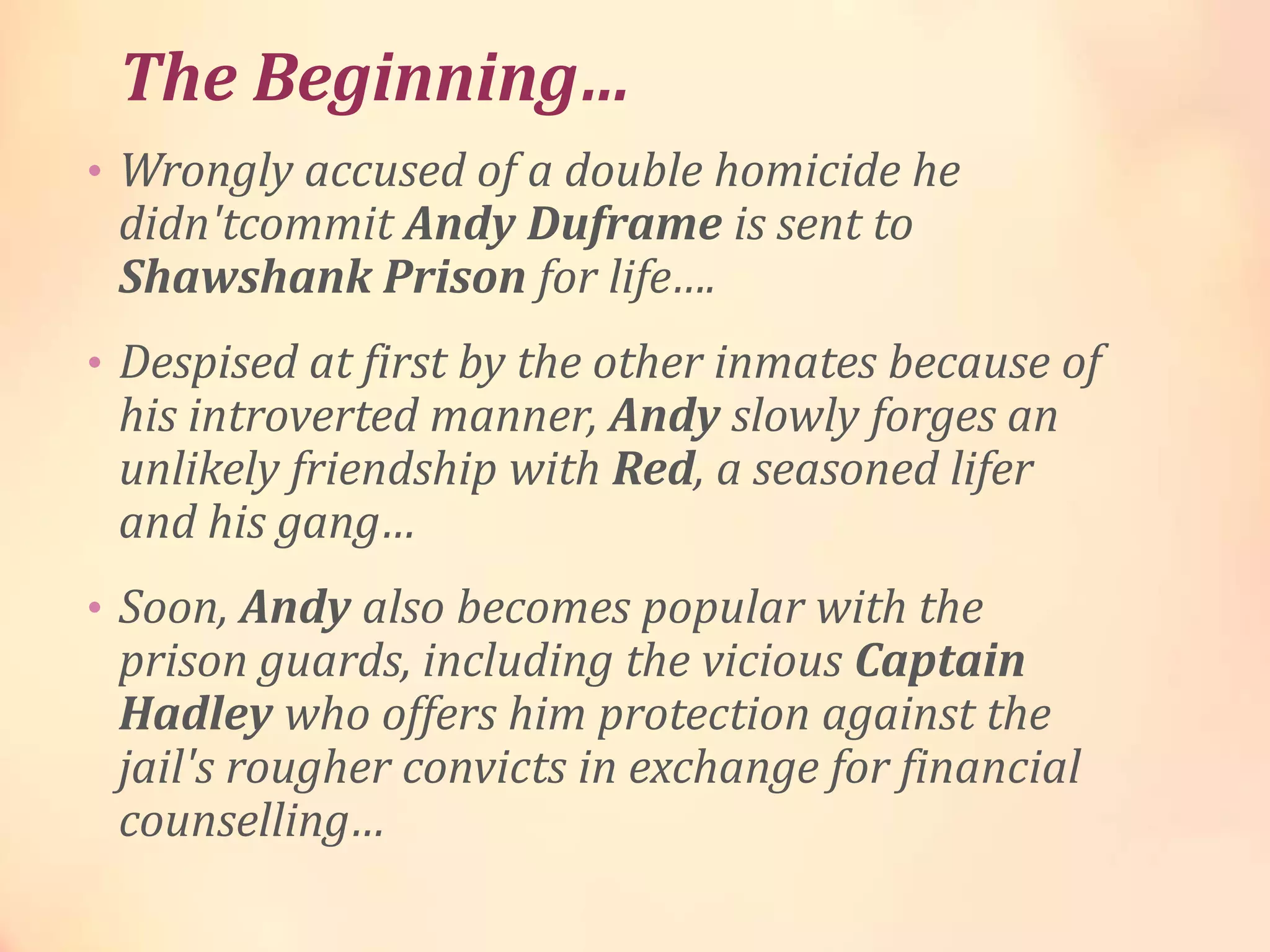 The shawshank redemption presentation | PPTX