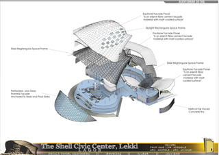 DWG. No.SUPERVISORS
SCALE DATEARC. AKINUMBI
PROF. IGWE
ARC. AKERELE
OSUALA DANIEL UGOCHUKWU
139051006
MATRIC NUM.DESIGN STUDIO
(ARC 803)
The shell Civic Center, Lekki, Lagos
AUDITORIUM DETAIL
A110Issue Date
AUDITORIUM DETAIL
Vertical Fair Faced
Concrete fins
Perforated and Glass
Framed Facade
Anchored to Base and Floor Slabs
Steel Regtangular Space Frame
Steel Regtangular Space Frame
Skylight Rectangular Space Frame
Equitone Facade Panel
"is an eternit fibre cement facade
material with matt coated surface"
Equitone Facade Panel
"is an eternit fibre cement facade
material with matt coated surface"
Equitone Facade Panel
"is an eternit fibre
cement facade
material with matt
coated surface"
 