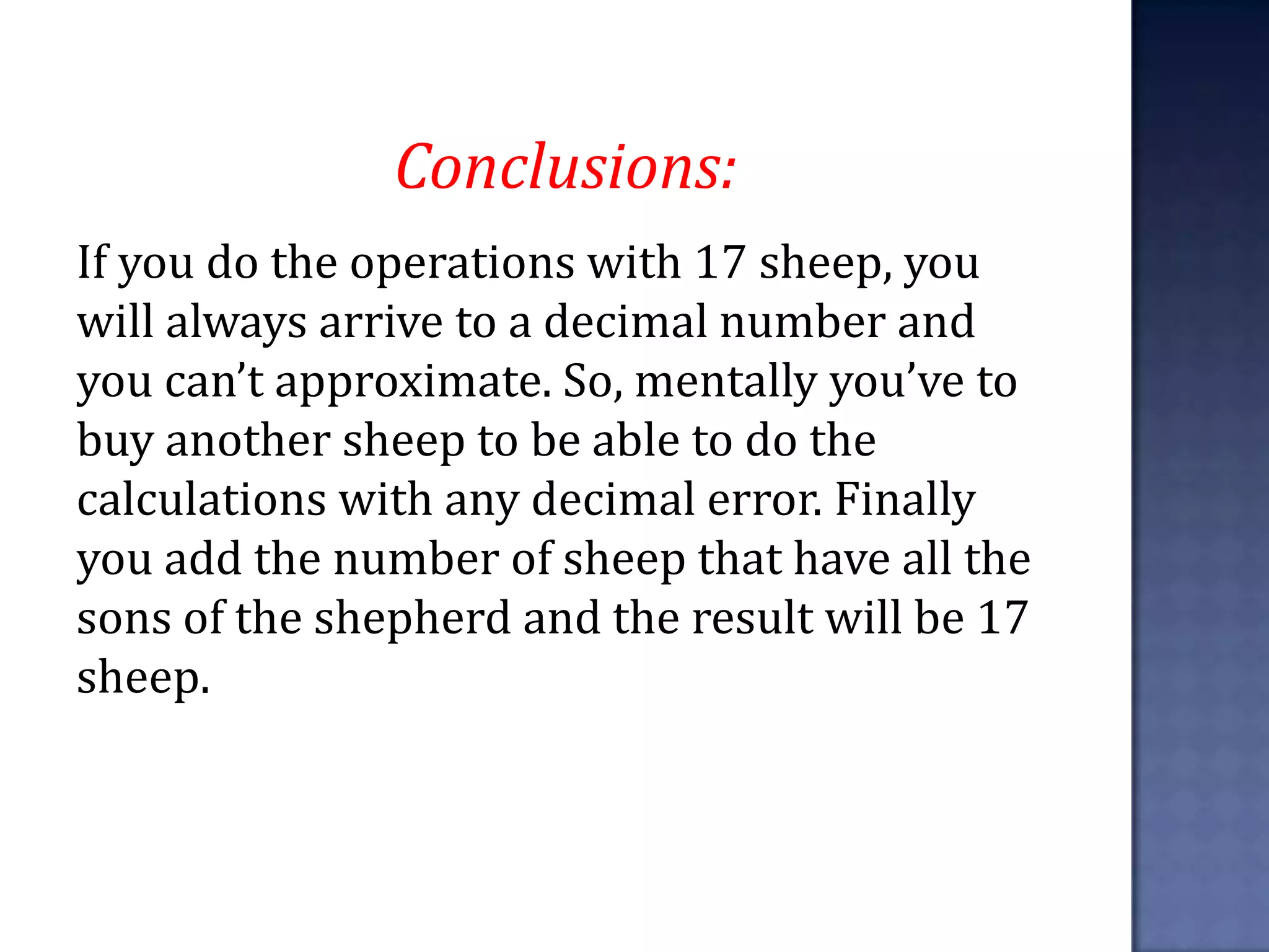 The shepherd and his 17 sheep. A maths riddle | PPT | Dogs | Pets