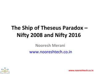 www.nooreshtech.co.in
The Ship of Theseus Paradox –
Nifty 2008 and Nifty 2016
Nooresh Merani
www.nooreshtech.co.in
 
