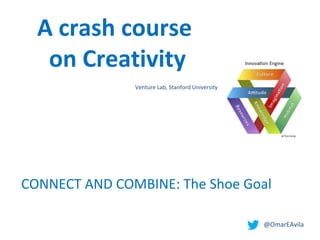 A crash course
   on Creativity
               Venture Lab, Stanford University




CONNECT AND COMBINE: The Shoe Goal

                                                  @OmarEAvila
 