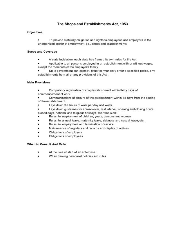 The shops and establishments act