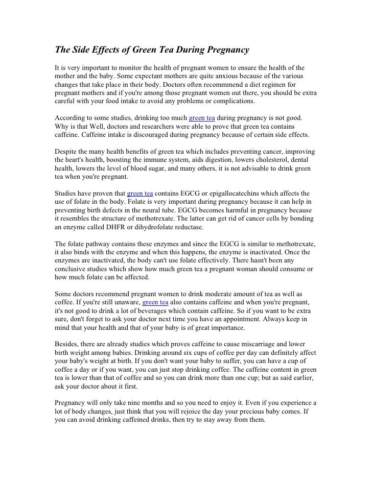 The Side Effects Of Green Tea During Pregnancy