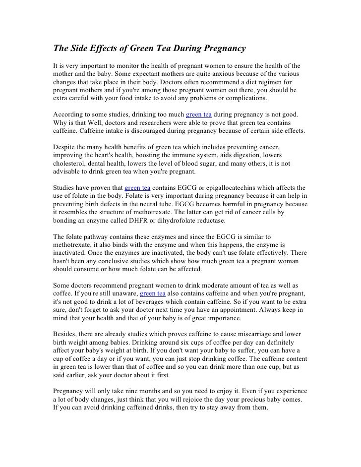 The Side Effects Of Green Tea During Pregnancy