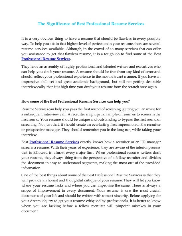 the significance of best professional resume services