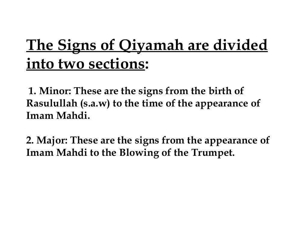 The signs of qiyamah