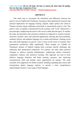 THE SIMILARITIES AND DIFFERENCES BETWEEN THE PASSIVE VOICE IN ENGLISH ...
