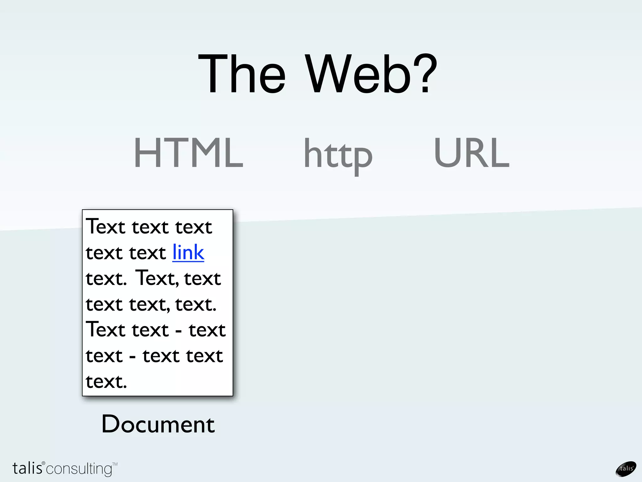 The Web?


         URL
HTML
 