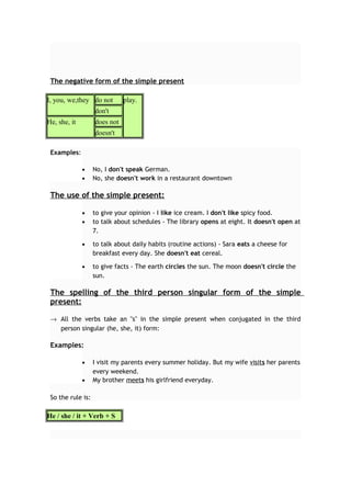 The simple present of the verb to be and others+exercises | DOC