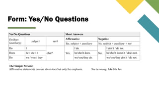Form: Yes/No Questions
 
