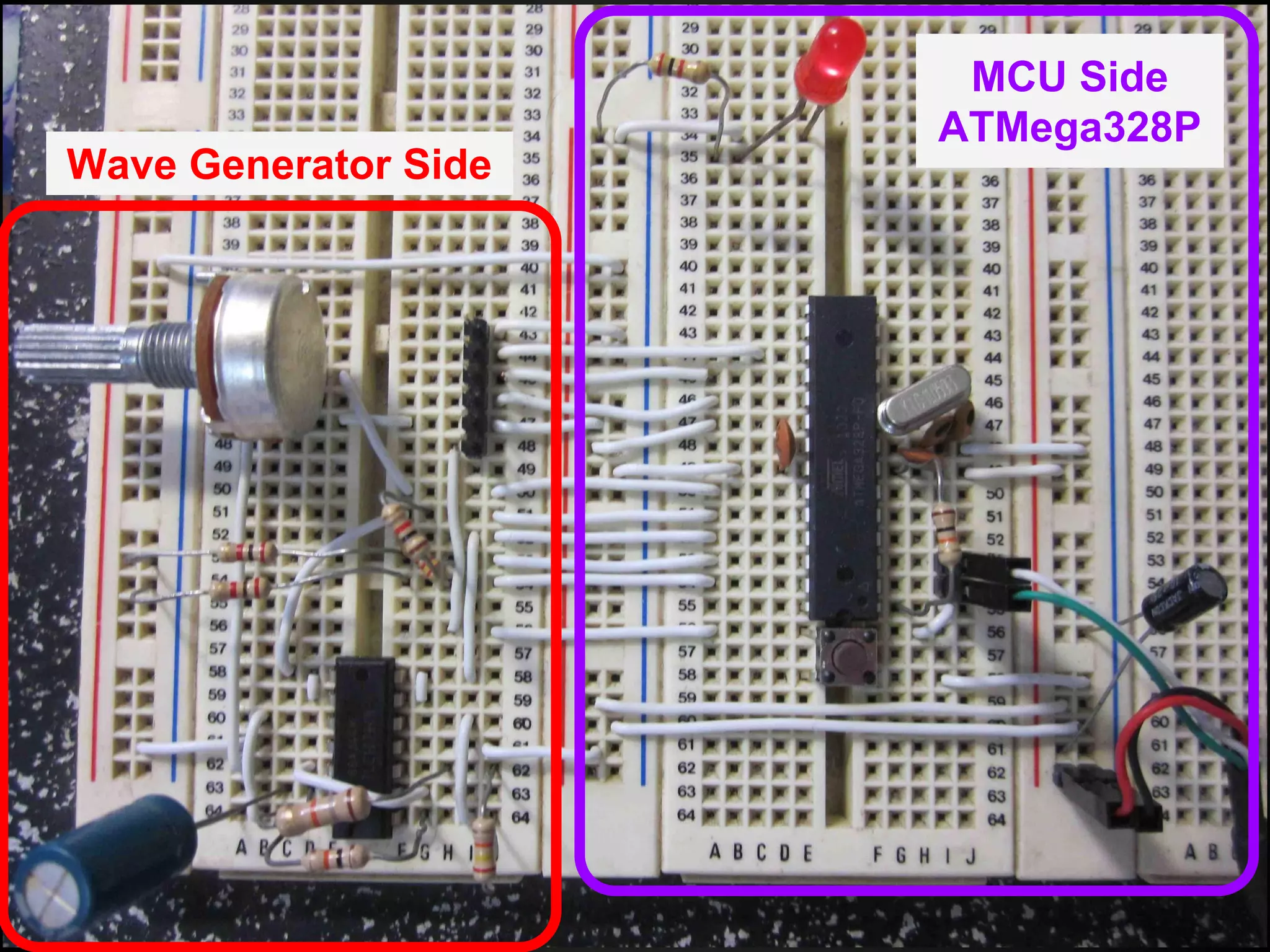 MCU Side
ATMega328P
Wave Generator Side
 