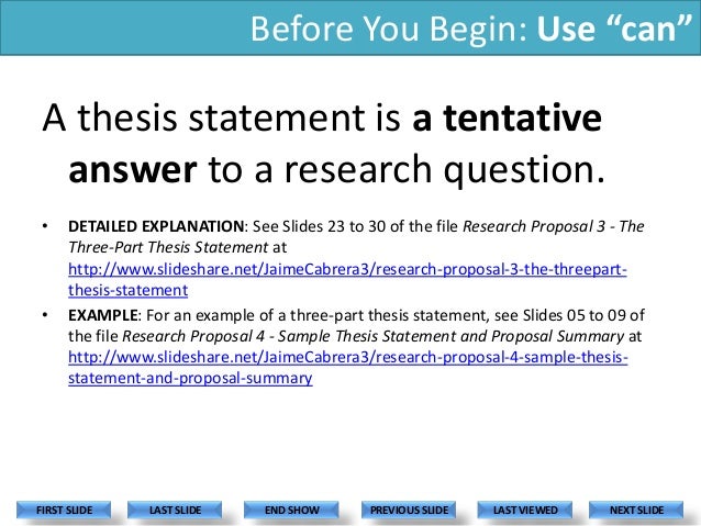 what is a tentative thesis statement