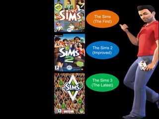 The Sims
(The First)
The Sims 2
(Improved)
The Sims 3
(The Latest)
 