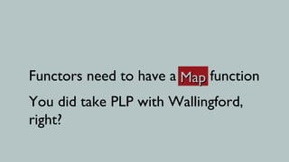 Functors need to have a Map function
                        map
You did take PLP with Wallingford,
right?
 