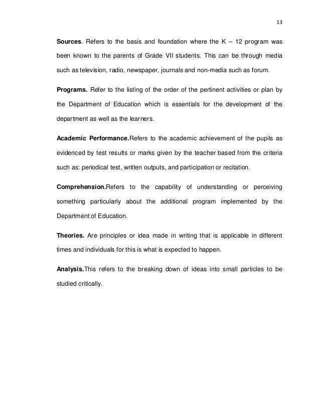 k-12 thesis statement
