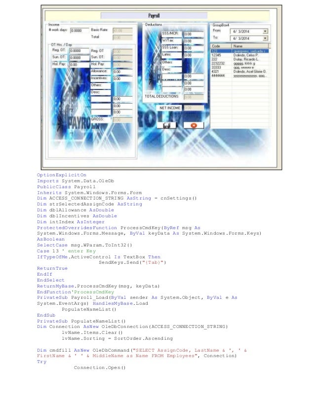 Computerized payroll system thesis 2010