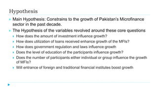 Constraints to the Development of Microfinance Sector in Pakistan