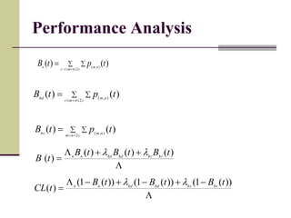 Performance Analysis
 

 cnmrc
nmn
tptB 2
),(
)()(
)()( 2
),(
tptB cnmc
nmhd
 


)()( 2
),(
tptB cnm
nmhv
 





)()()(
)(
tBtBtB
tB hvhvhdhdnn
ll



))(1())(1())(1(
)(
tBtBtB
tCL hvhvhdhdnn
ll
 