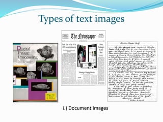 Types of text images
i.) Document Images
 