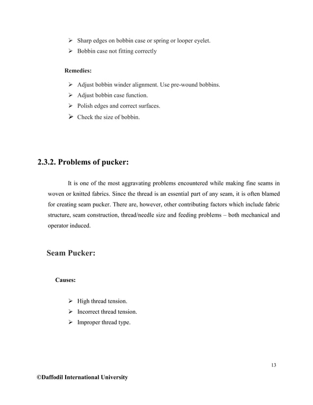 ThesisDifferent types of sewing faults and their remedies