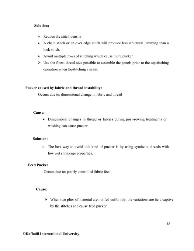 ThesisDifferent types of sewing faults and their remedies