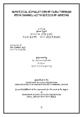 A Thesis of NUMERICAL SIMULATION OF FLOW THROUGH OPEN CHANNEL WITH ...