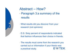 Thesis Abstract Writing | PDF