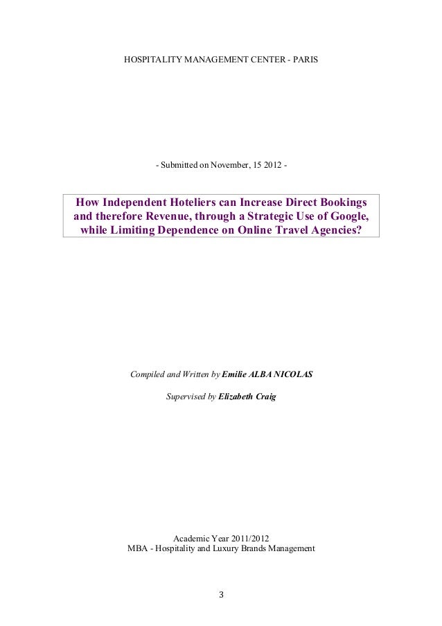 Thesis sample title for hotel and restaurant management