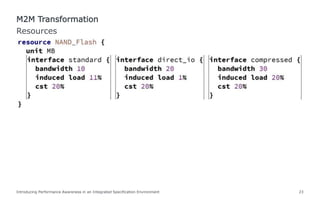 Introducing Performance Awareness in an Integrated Specification Environment 23
Resources
M2M Transformation
 