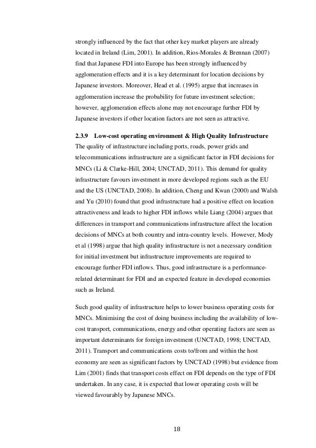 Thesis Location Specific Determinants Of Foreign Direct Investment