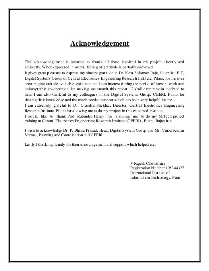 Thesis Acknowledgement Writing Help, Thesis Sample