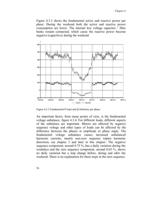 Chapter 4




                                                                Hallsberg




                                400 kV, SvK
                                Transmissionsnät
                                   Timmersdala


                                                   30 km
                       150 km


                                         Skövde        Volvo

                                                   130 kV
               Stenkullen /                        Vattenfall
               Göteborg                            Regionnät



Figure 4.3.0 The part of interest of the meshed 130 kV and 400 kV system.

Two important phenomena of the voltage and current distortion in
high voltage transmission systems have to be considered both for
analysis of measurement data and for load modeling. They are valid
both for radial and meshed systems.

 The first phenomenon is local resonance in a certain point of the
     line, with possible high peaks of a voltage or a current harmonic.
     This is due to the relationship between the wavelength at the
     harmonic frequency and the length of the line. This is published
     and described by several authors e.g. in [2].

     At 50 Hz the wavelength is about 6000 km for overhead lines. For
     higher frequencies the wavelength becomes proportionally shorter.
     At the 5:the harmonic, for example, the wavelength is 1200 km
     and at the 19:th harmonic only 315 km. Wave effects become
     apparent for line length above one eight of a wavelength, thus for
     750 km at 50 Hz, for 150 km at the 5:th harmonic and already for
     40 km at the 19 harmonic.



52
 