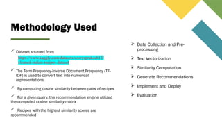 food recommendation sytem using python and streamlit | PPT