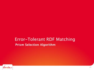 Error-Tolerant RDF Matching
• Prism Selection Algorithm

21

 
