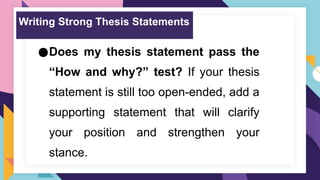 Open Thesis Examples Thesis-statement. and Philosophy EAPP subject | PPTX