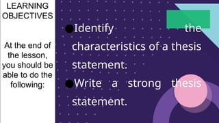 Thesis Statement And Philosophy Eapp Subject Ppt