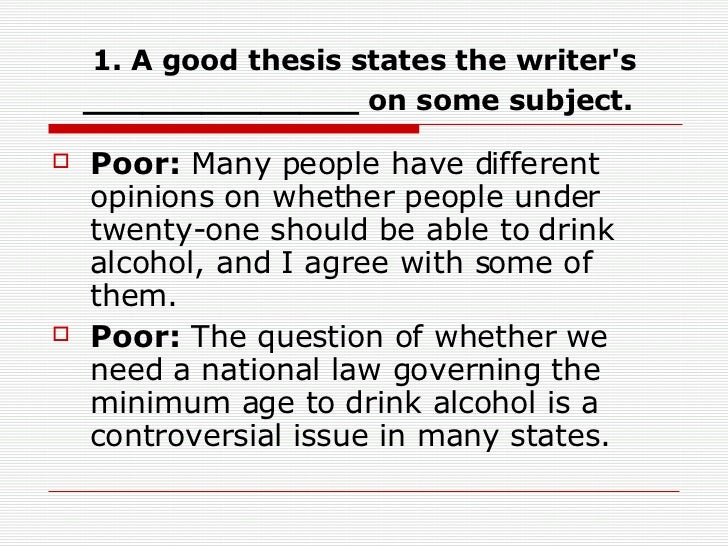 what is a thesis statement about drinking