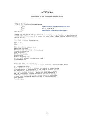 178
APPENDIX A
Permission to use Situational Interest Scale
 