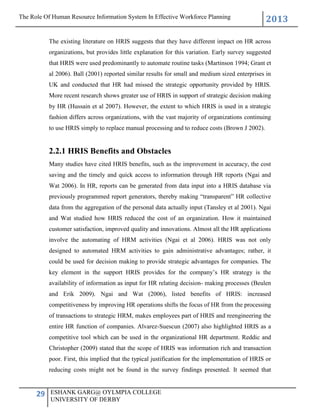 ROLE OF HRIS IN EFFECTIVE WORKFORCE PLANNING | DOCX